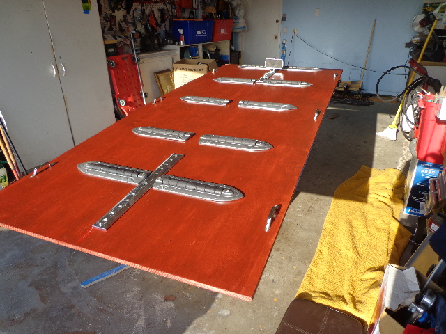 After discussing the possibility of using this truck for fire fighter funerals, I built this casket table complete with rollers.  It fits on top of the hose bed of this truck, and can also be placed in my 36 Ford. (I have a part-time background in the funeral world).